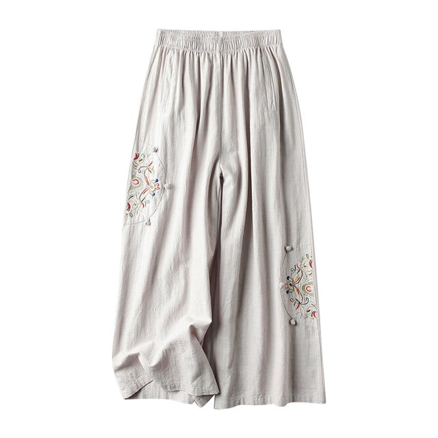 FNFYFH Liquidation Pantalon en Lin et Coton Doux pour Femme Ample
