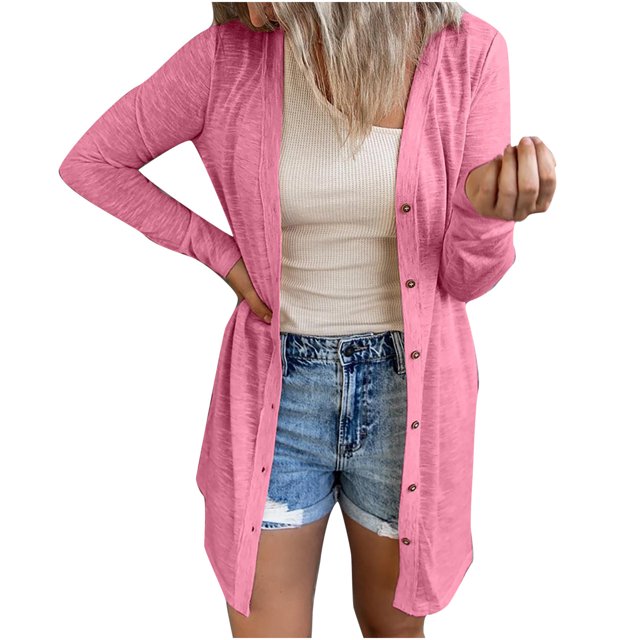 Pompotops Mode Femmes Cardigan Ample à Manches Longues Automne Manteau Blouse