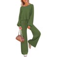 thumbnail image 1 of ORUYROP Ensemble de Pull 2 Pcs pour Femmes Haut Court à Manches Longues et Pantalon Large, 1 of 5