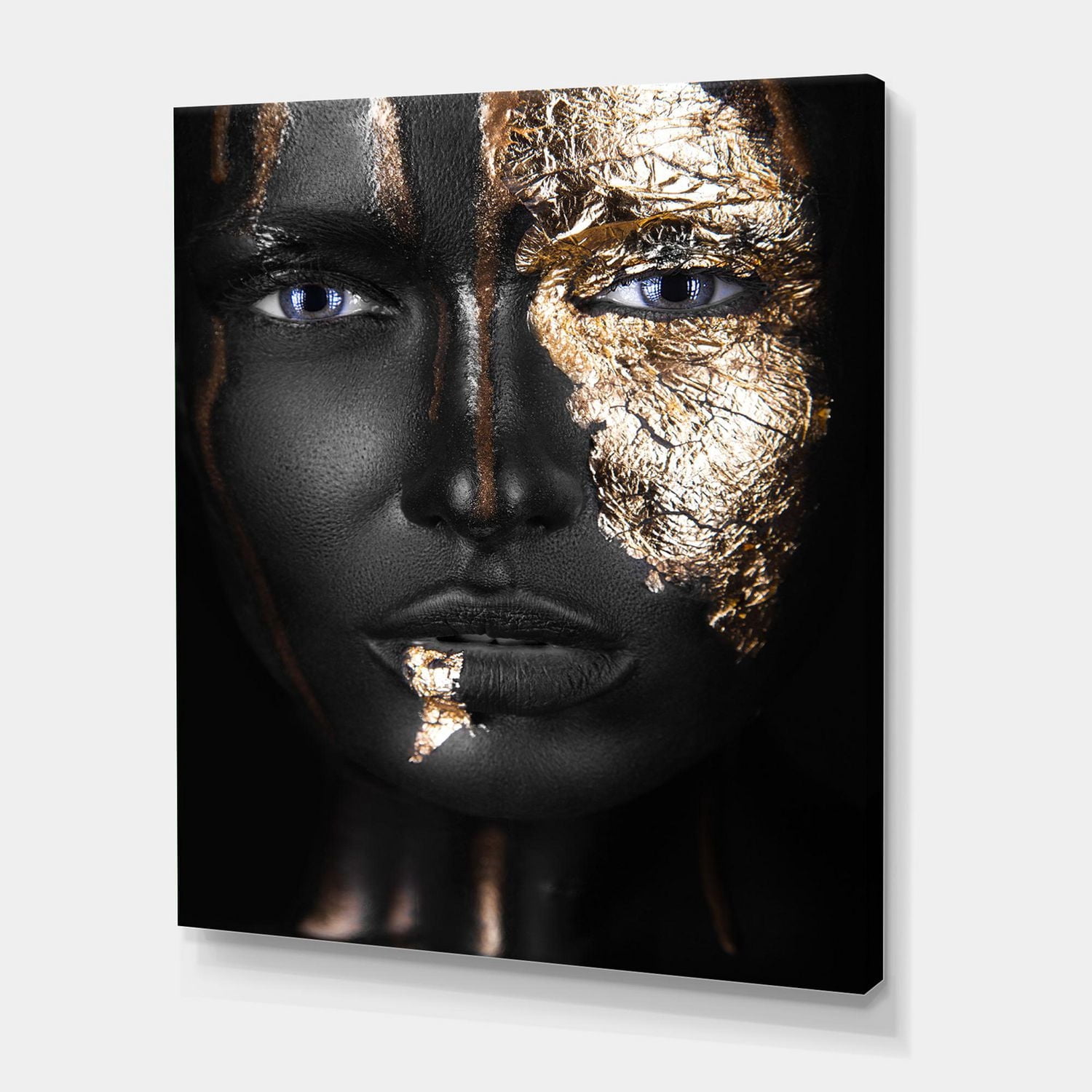 Designart Portrait d'une fille afro-américaine avec du maquillage doré Art mural sur toile
