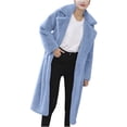 thumbnail image 1 of LOVZFMLL Jackets for Women's Button Pockets Bandage Solid Color Long Sleeve Loose Coat Medium Length Coat, 1 of 6