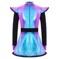 thumbnail image 2 of Moggemol Robe à Manches Longues Zippée avec Short Intégré, Patchwork Métallisé Brillant, Vêtements Extraterrestres pour Filles, Coloré 6, 2 of 6