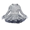 thumbnail image 1 of MeetoTime Girls Clothes 2-11 Years Solid Color Round Neck Long Sleeve Hem Mesh Sweater Dresses for Girl, 1 of 2
