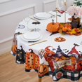 thumbnail image 4 of Halloween Round Tablecloth White 70 Inch Pumpkin Ghost Grave Spiderweb Baffalo Plaid Table Cloth - Polyester Table Cover Water-Repellent, Washable, Reusable for Party Dining Table Décor, 4 of 7