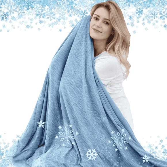 SpaceMuse Cooling Comforter 60"x50" | Ultra Lightweight & Breathable Summer Blanket for Kids, Night Sweats & Hot Sleepers – Light & Airy Design (Blue)