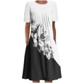thumbnail image 2 of Robe Maxi pour Femmes Été Bohème à Imprimé à Manches Courtes Robe de Plage Robe Longueur Genou Robe à Manches Courtes en Liquidation, 2 of 5