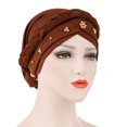thumbnail image 1 of MesaSe Cap  Women Solid Color Braid Beads Decoration Hat Soft Head Scarf Cap Headwrap, 1 of 6
