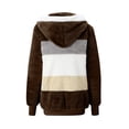 thumbnail image 5 of EGNMCR Womens Winter Fuzzy Fleece Jacket Hooded Color Block Patchwork Cardigan Zipper Pullover Coats Outerwear with Pockets, 5 of 5