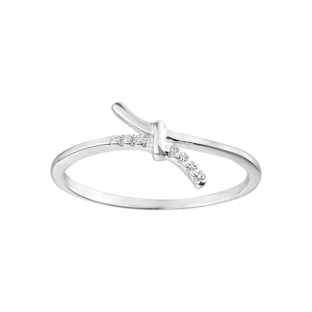 Charisma Bague Contournée en Argent sterling pour Femmes avec un Anneau Mince et un design Contourné, Présentant une Rangée de Petites Pierres Rondes Transparentes d'Un Côté, Convient comme Bague Élégante en Argent pour Femme.