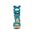 thumbnail image 2 of BLISSFUL STEP Chaussures pour Femmes Espadrilles à Lacets Sandales Compensées à Plateforme Sarcelle 7, 2 of 8