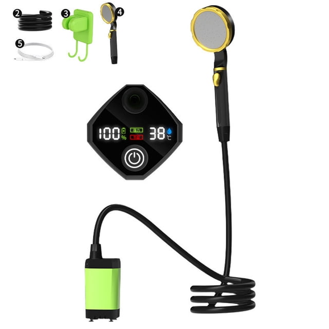 Graflsoa Portable Outdoor Shower Kit with Rechargeable Electric Showerhead, 9000mAh Battery, ABS Material, Green/Blue/Orange Options, 8L/Min Flow Rate, Includes Pump, Hose, and Accessories