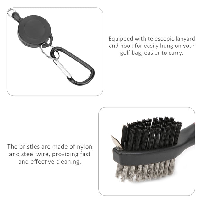 Golf Club Cleaner Brush Nylon Steel Dual Bristles Cleaning Tool for Golf Accessories