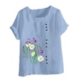 thumbnail image 4 of Fankiway T-Shirt Ample Décontracté d'Été pour Femme à Col Rond, Manches Courtes, Imprimé Floral, Hauts pour Femmes, Liquidation, Grande Taille, Chemises pour Femmes en Liquidation, Vêtements de Printemps pour Femmes 2024, 4 of 4