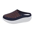 thumbnail image 1 of Platform Sandals Women Slide Closed Toe Fabric Mesh Breathable Walking Shoes Dark Blue, 1 of 9