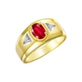 thumbnail image 3 of RYLOS Men's Rings 14K Yellow Gold Classic 7X5MM Oval Gemstone & Diamond Designer Ring Ruby July Birthstone Rings For Men, Gold Rings Size 13, 3 of 7