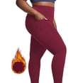 thumbnail image 4 of Timegard Plus Size Pants for Women Fall Winter Thick Stretch Yoga Pants Solid Color Leggings with Pockets, 4 of 7