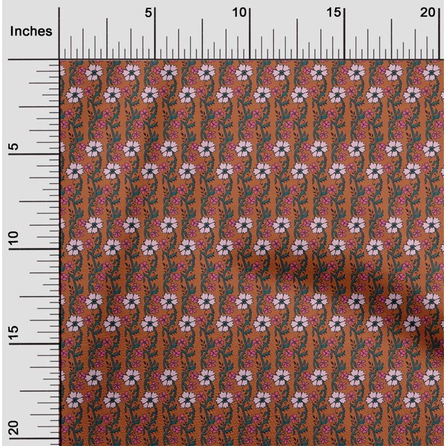 oneOone Silk Tabby Fabric Leaves & Floral Block Fabric Prints By Yard 42 Inch Wide