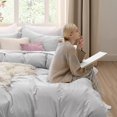 thumbnail image 3 of Bedsure Misty Grey Duvet Cover Queen Size - Soft Prewashed Queen Duvet Cover Set, 3 Pieces, 1 Duvet Cover 90x90 Inches with Zipper Closure and 2 Pillow Shams, Comforter Not Included, 3 of 6