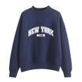thumbnail image 1 of HNMKIU Women's Tops Autumn Winter O Neck Solid Color Printed Long Sleeve Pullover Sweatshirt, 1 of 4