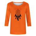 thumbnail image 4 of Dadaria T-Shirt Orange pour Femmes Manches 3/4 Col Rond Grande Taille Attrape-Rêves d'Été Blouses L, 4 of 4