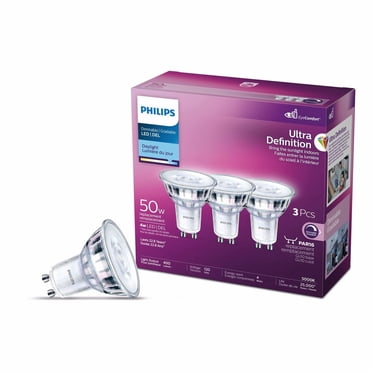 PHILIPS 4W (50W) GU10 Base Daylight Ultra Definition Dimmable LED Light Bulb - 3 Pack