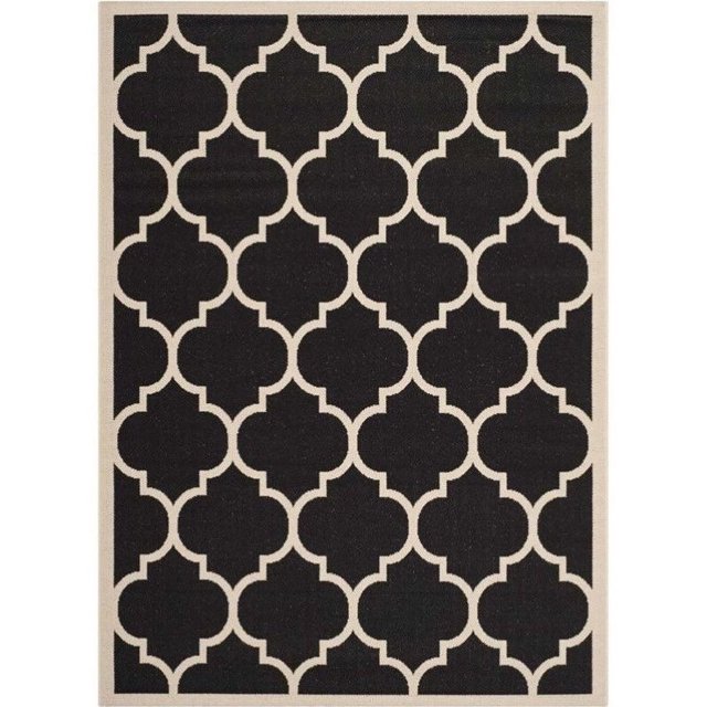 Safavieh Courtyard Polypropylene Medium Rectangle Rug CY6914-266-5 in Black and Beige