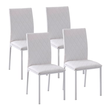 HOMCOM Ensemble de 4 Chaises de Salle à Manger, Chaises d'Appoint Rembourrées en Similicuir