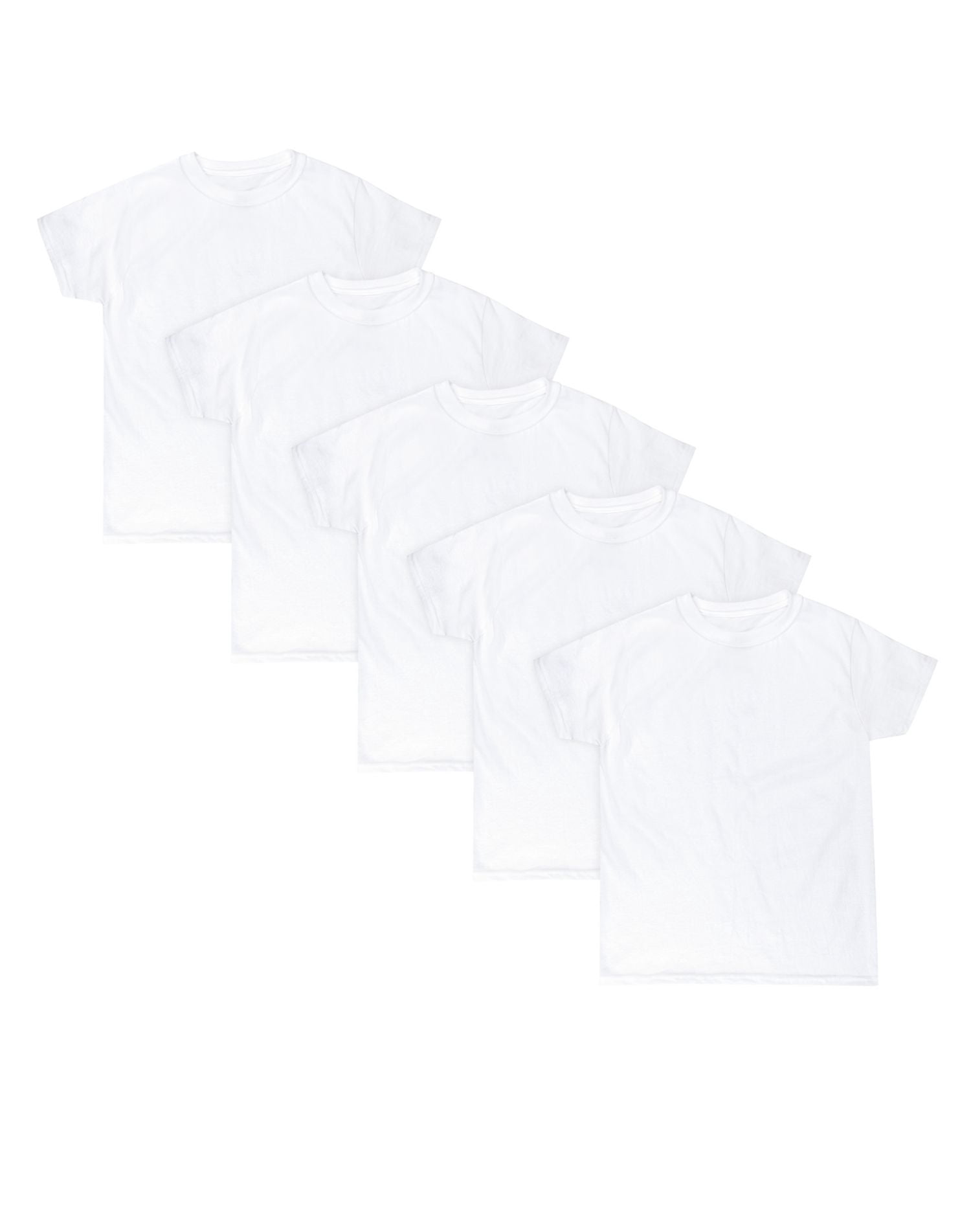 Hanes Boys EcoSmart Crewneck Undershirt 5-Pack, L, White