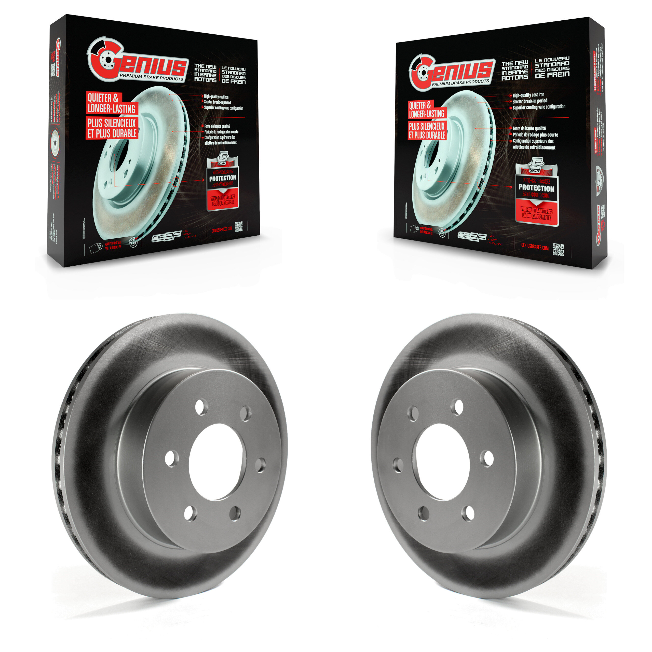 Genius Front Coated Disc Brake Rotors Pair for Car Dodge Dakota Durango KG-100113