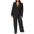 thumbnail image 1 of Professional Women's Blazer Set, Business Office Suit, Button Front Long Sleeve Blazer, High-Waisted Pants, Solid Color, For Corporate Work, Elegant Styling, 100% Polyester, For Office/Events, 1 of 8