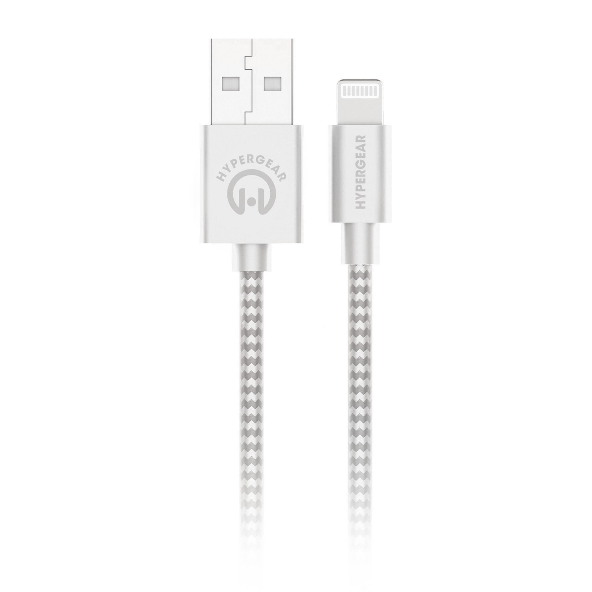 HyperGear 10 ft. (300cm) USB-A to Lightning Braided Charge and Sync Cable - White