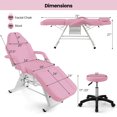 thumbnail image 3 of Costway 72" Massage Bed with Hydraulic Stool Adjustable Backrest & Legrest Storage Boxes Pink, 3 of 10