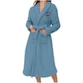 thumbnail image 1 of JGGSPWM Mode Femmes Décontracté Uni Manches Longues Dames Ample Épais Chaud Robes Faux Velours Tenue de Nuit Robe Chemises de Nuit Bleu G, 1 of 5