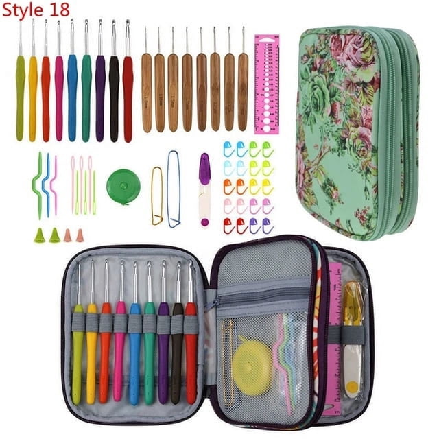 36 Styles Crochet Hooks Set Knitting With Yarn Weave Knitting Needles Hook Kit Sewing Tools Gauge Scissors Knit with Storage Bag
