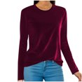 thumbnail image 1 of Timegard Plus Size Tops for Women Long Sleeve Crew Neck Basic Tee Fall Casual Loose Warm Tops Blouse, 1 of 6