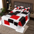 thumbnail image 2 of Erosebridal Red Black Checkered Bedspread Sets Twin Size, Modern Abstract Grid Bed Quilt 2-Piece, 2 of 5