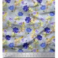 thumbnail image 1 of Soimoi Purple Polyester Crepe Fabric Leaves & Floral Printed Craft Fabric by The Yard 52 Inch Wide, 1 of 3