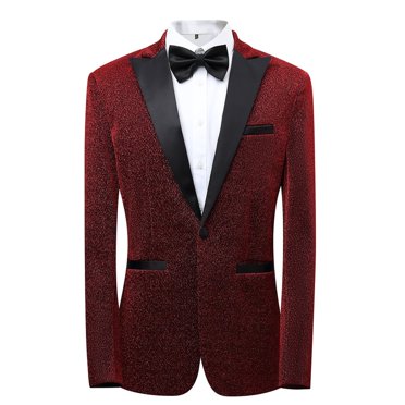Evotelvi Suit Jacket Casual Wedding Performance Hosting Dress Solid Color Suit Jacket Hoodies for Men Red XL