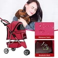thumbnail image 5 of Poussette pour Chien Poussette pour Animal Poussette pour Chat pour Chiens Moyens et Petits Pliable de Voyage 3 Roues Imperméable Poussette pour Chiot, Rouge, 5 of 5