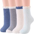 thumbnail image 1 of Chaussettes Douces pour Femmes Chaussettes Blanches Chaussettes Confortables Chaussettes Moelleuses pour Femmes Chaussettes en Polaire 5 Paires Blanches, 1 of 6