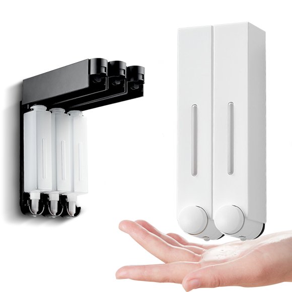 Mistaha Versatile Manual Press Soap Dispenser Set for Home - Durable Wall-Mounted Liquid Soap Dispenser, Easy Installation, Leak-Proof Inner Core Bottle, 420ML Capacity, Smooth Pumping, White, Pack