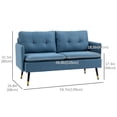 thumbnail image 3 of HOMCOM Loveseat Sofa for Bedroom, Modern Small Space Furniture with Button Tufting, Upholstered, Kids, Dark Blue, 3 of 10