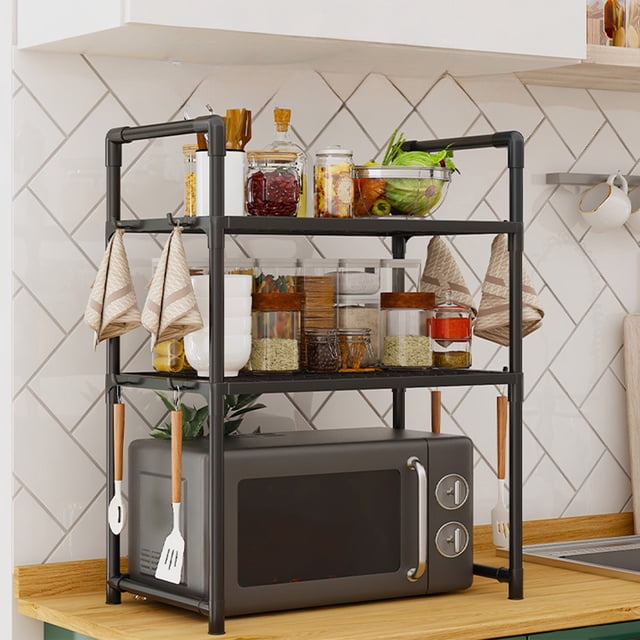 RKSTN storage shelves Countertop Microwave Thickened Shelf Oven Compartment Shelf Kitchen Spice Towel Shelf