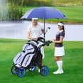 thumbnail image 3 of Gymax Chariot de Golf Pliable à 4 Roues à Pousser et Tirer avec Frein Sac Imperméable Bleu, 3 of 10
