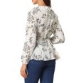 thumbnail image 3 of INSPIRE CHIC Blouse à Volants pour Femme à Col en V, Fleurie, à Nouer Soi-Même, Portefeuille, Haut Péplum, TP, Blanc, 3 of 6