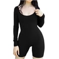 thumbnail image 1 of Womens Yoga Jumpsuits One Piece Workout Ribbed Long Sleeve Rompers Outfits U Neck Sport Exercise Jumpsuits Bodysuits, 1 of 7