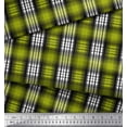 thumbnail image 2 of Soimoi Green Modal Satin Fabric Plaid Check Print Fabric by the Yard 42 Inch Wide, 2 of 3