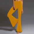 thumbnail image 2 of Pantalon Décontracté pour Femmes, Uni, Longueur Sport, Jambe Évasée, Taille Haute, 2 of 6