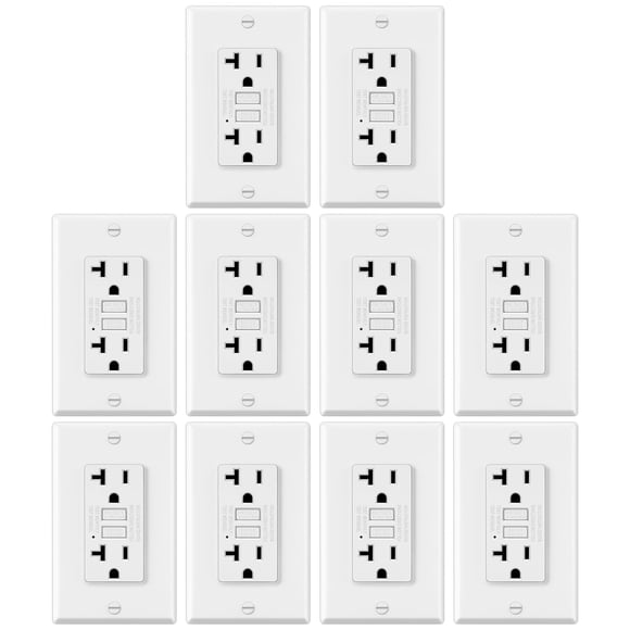 ELECTECK 10 Pack GFCI Outlets 20 Amp, Non-Tamper Resistant, Decor GFI Receptacles with LED Indicator, Ground Fault Circuit Interrupter, Wallplate Inc