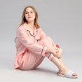 thumbnail image 3 of Women‘s Large Size Long-sleeved Pajamas Soft Cotton Solid Color Home Service Two-piece Set L-4XL, 3 of 6